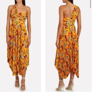 A.L.C. Aurora Yellow and Orange One-Shoulder Dress